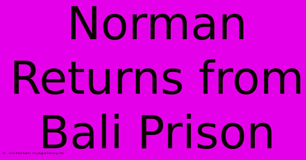 Norman Returns From Bali Prison