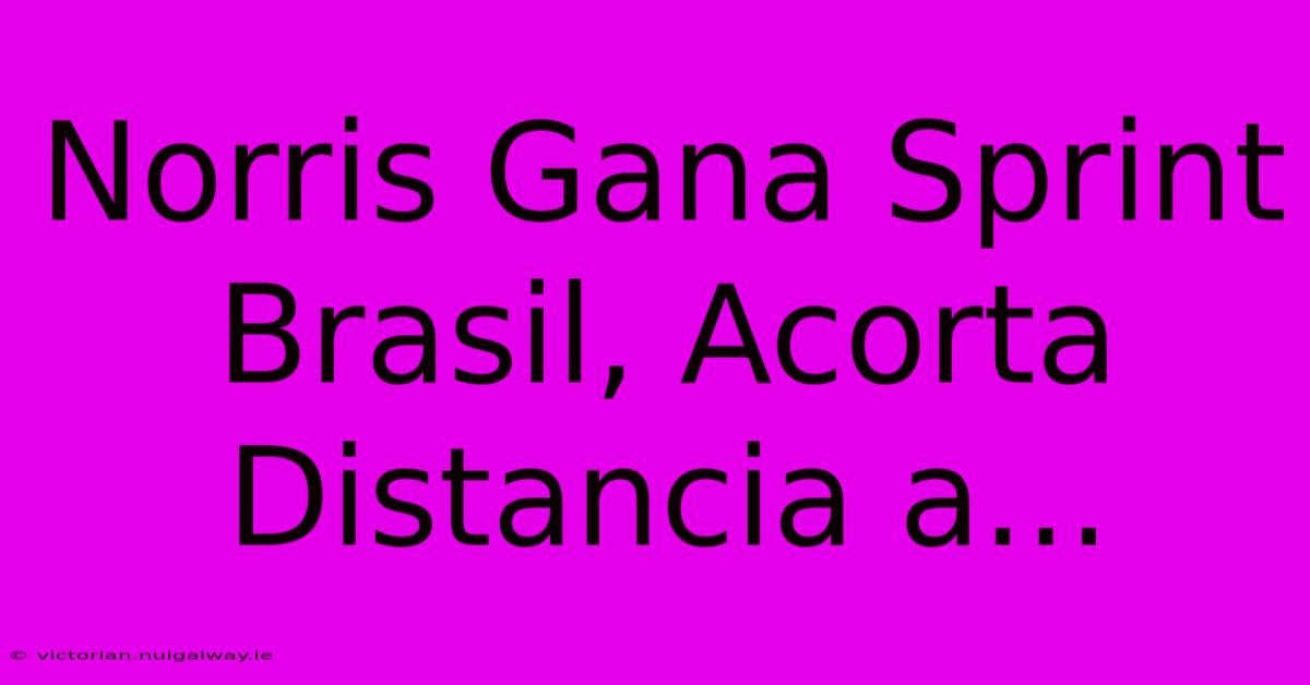 Norris Gana Sprint Brasil, Acorta Distancia A... 