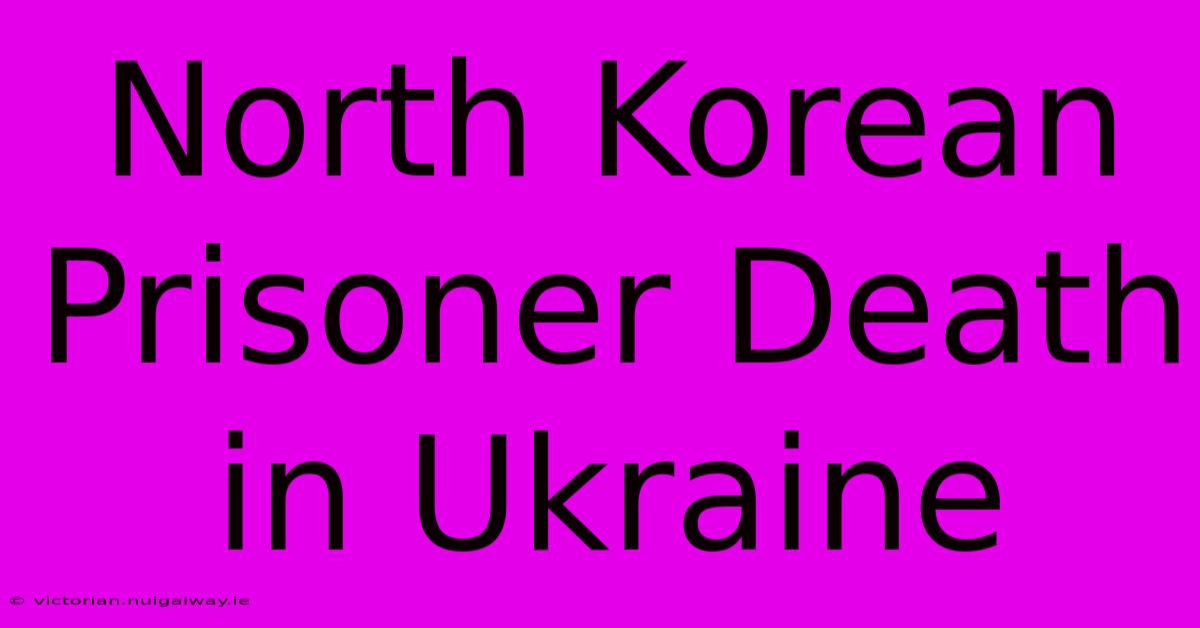 North Korean Prisoner Death In Ukraine