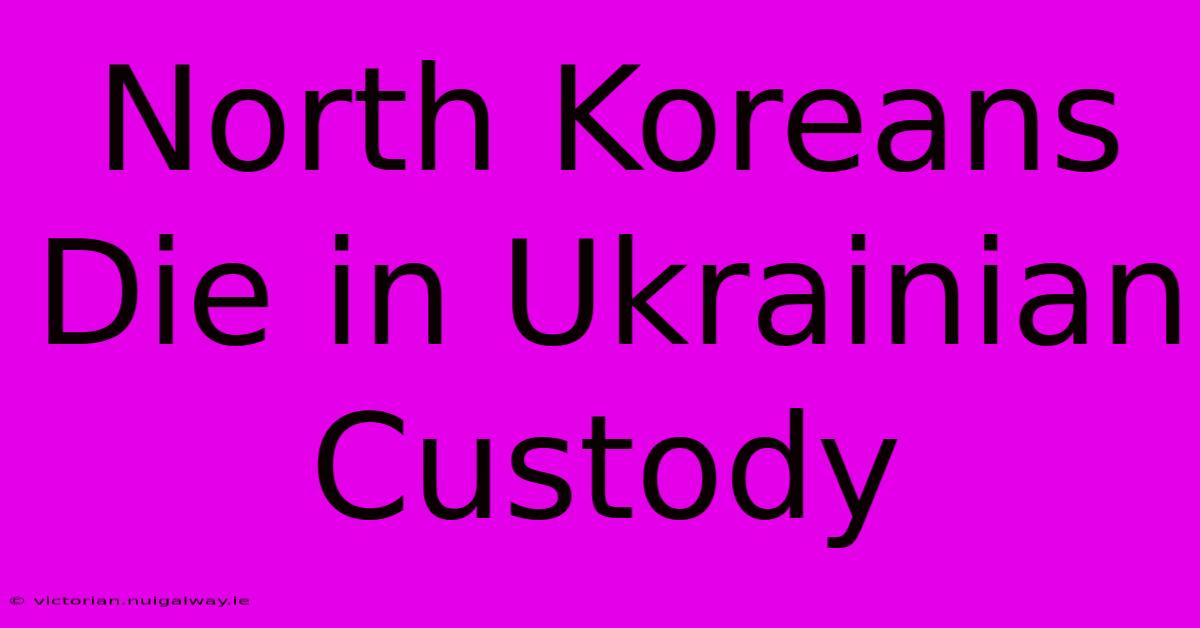 North Koreans Die In Ukrainian Custody