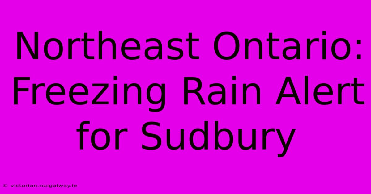 Northeast Ontario: Freezing Rain Alert For Sudbury