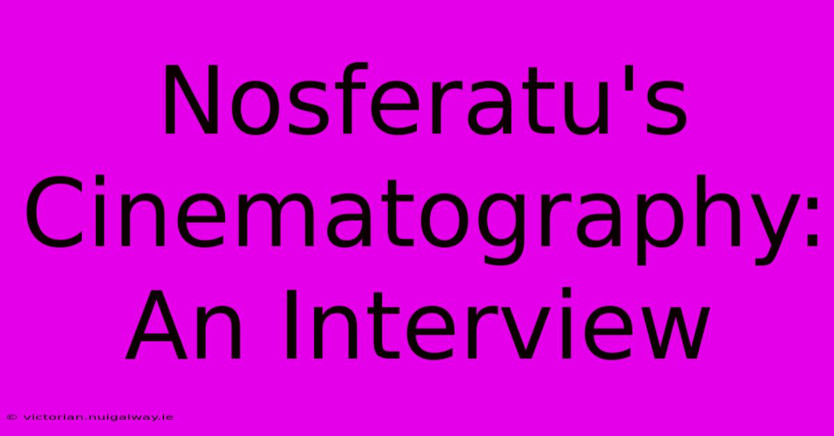 Nosferatu's Cinematography: An Interview