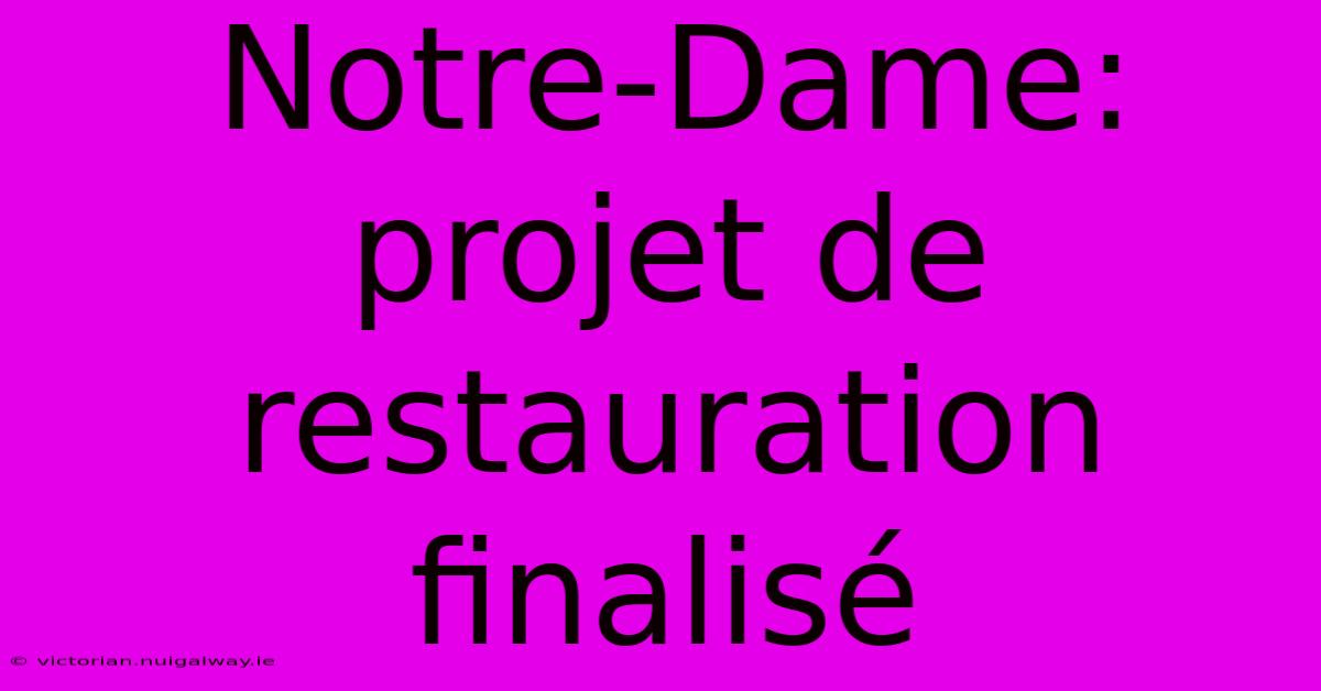 Notre-Dame: Projet De Restauration Finalisé