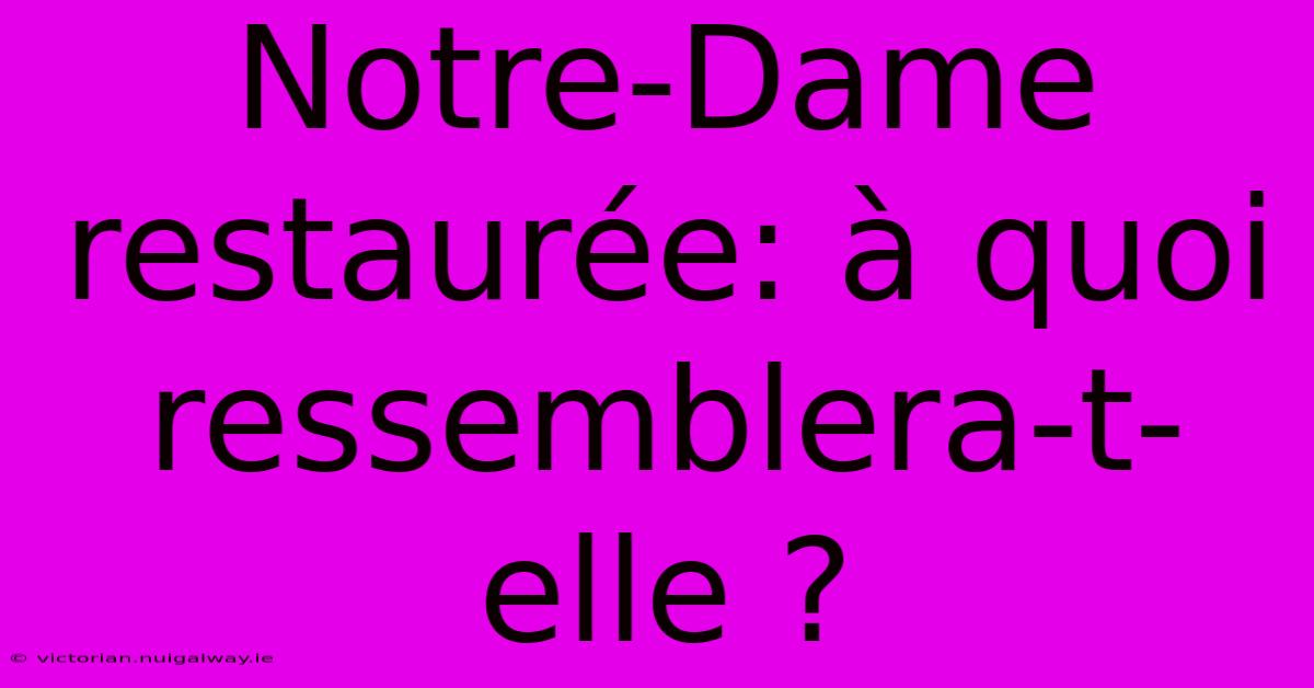 Notre-Dame Restaurée: À Quoi Ressemblera-t-elle ?