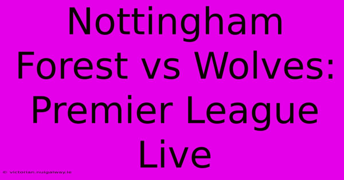 Nottingham Forest Vs Wolves: Premier League Live