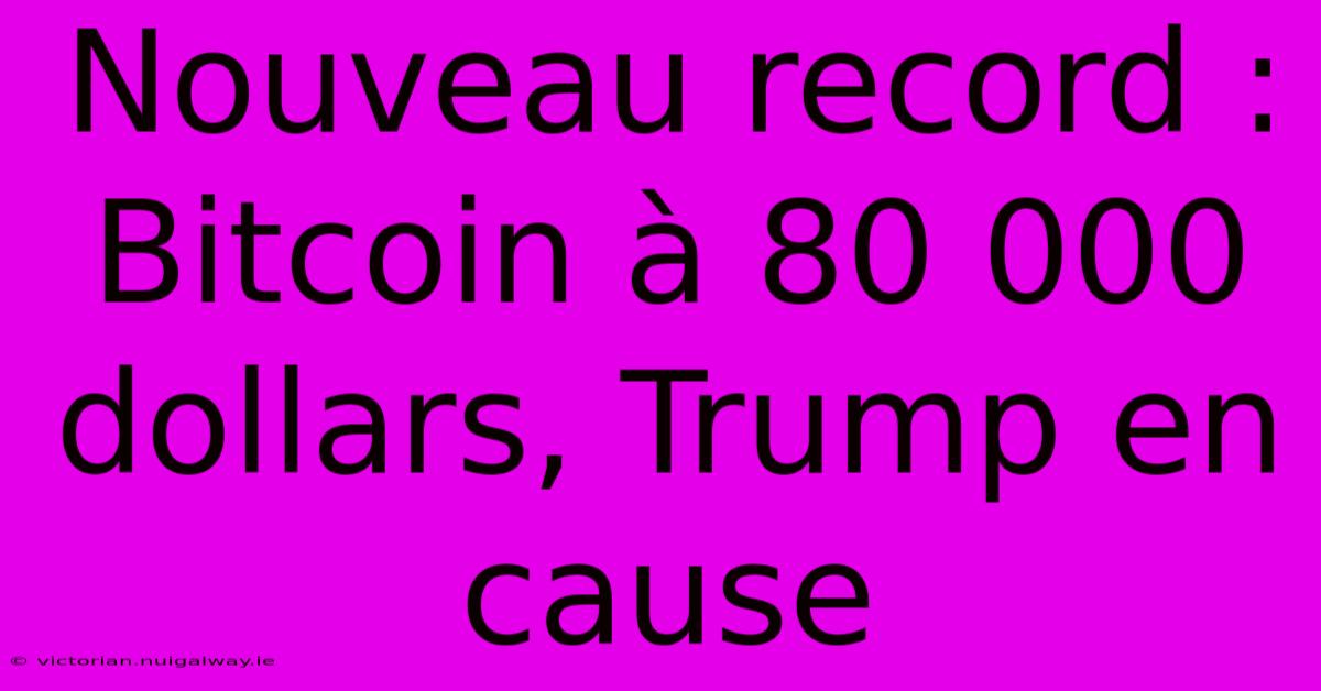 Nouveau Record : Bitcoin À 80 000 Dollars, Trump En Cause