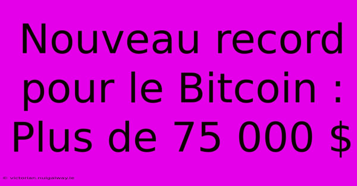 Nouveau Record Pour Le Bitcoin : Plus De 75 000 $