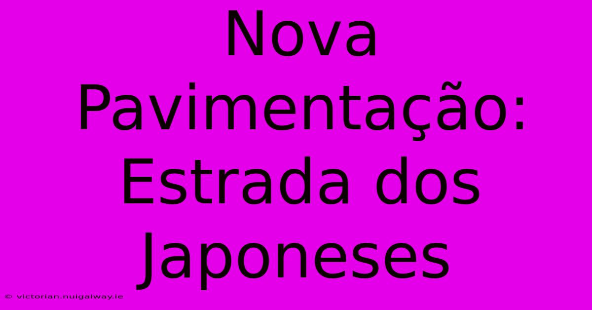 Nova Pavimentação: Estrada Dos Japoneses