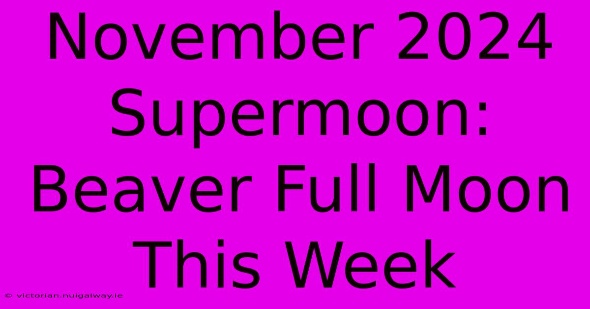 November 2024 Supermoon: Beaver Full Moon This Week