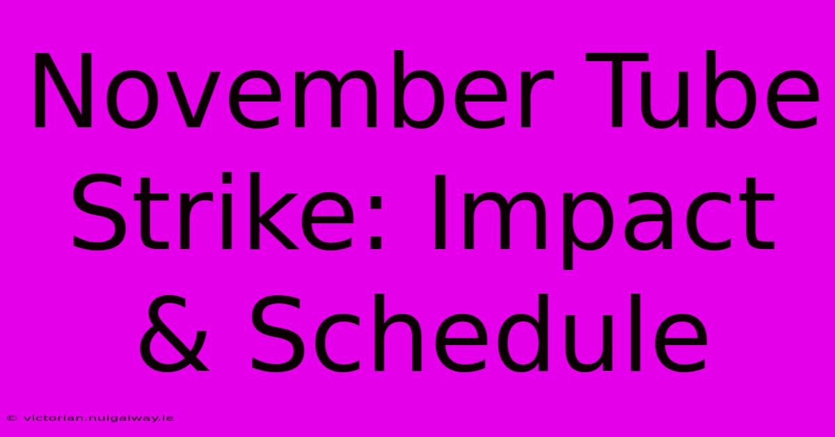 November Tube Strike: Impact & Schedule