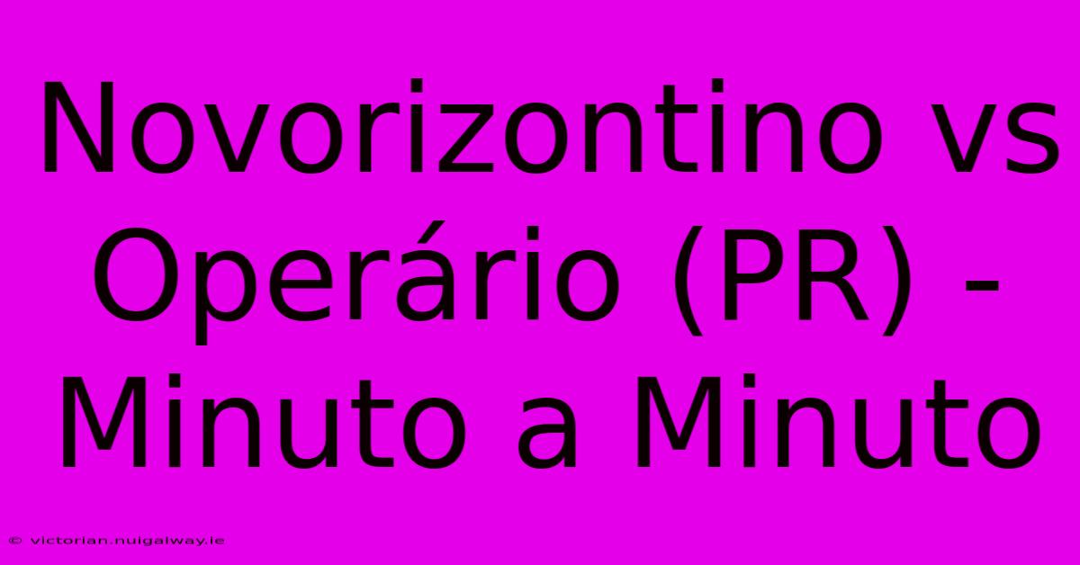 Novorizontino Vs Operário (PR) - Minuto A Minuto