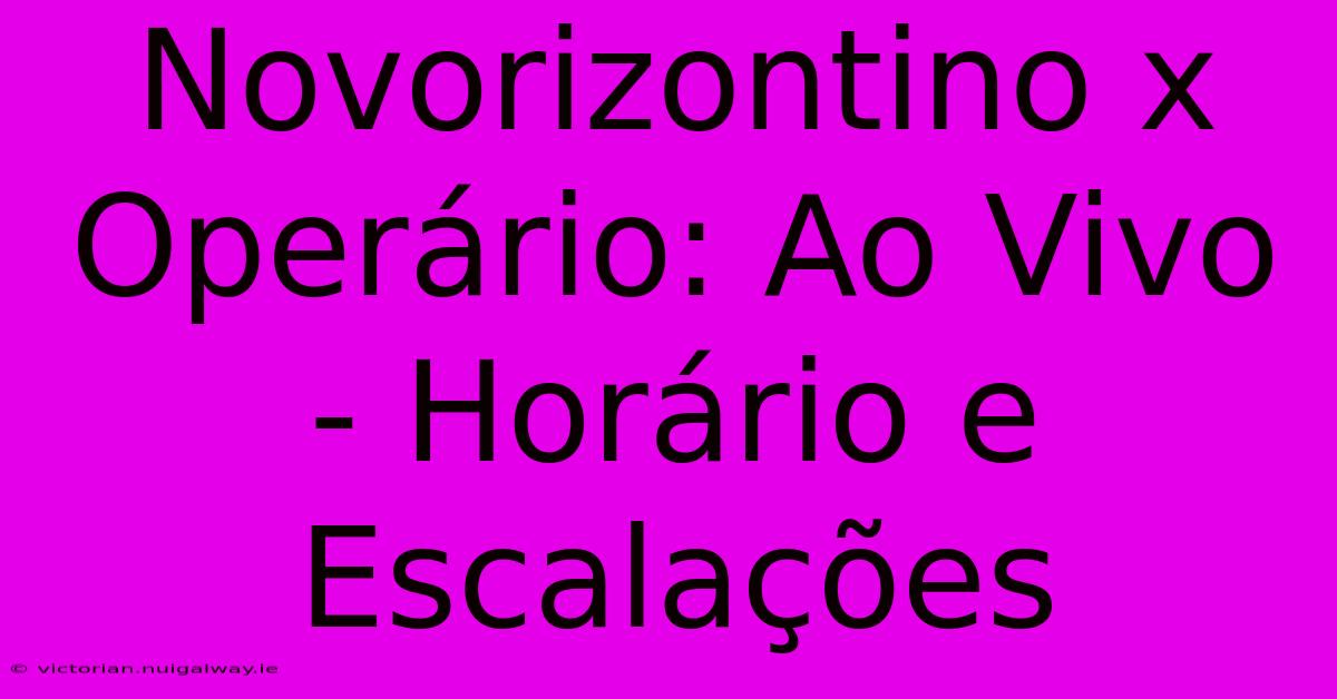 Novorizontino X Operário: Ao Vivo - Horário E Escalações