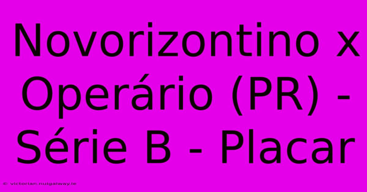 Novorizontino X Operário (PR) - Série B - Placar 