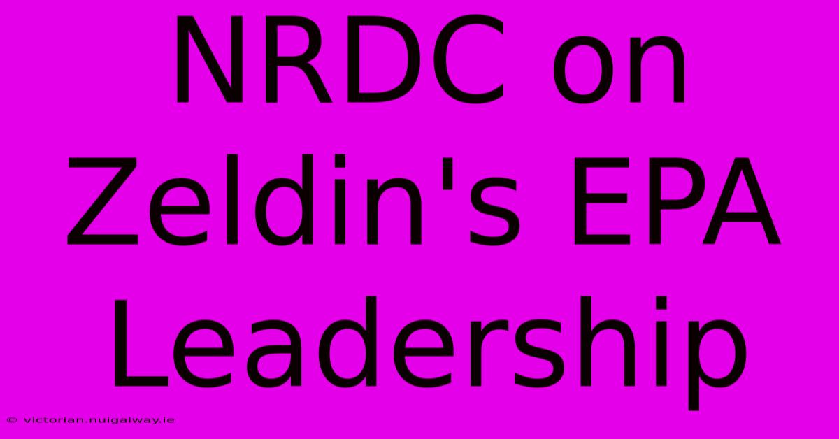 NRDC On Zeldin's EPA Leadership