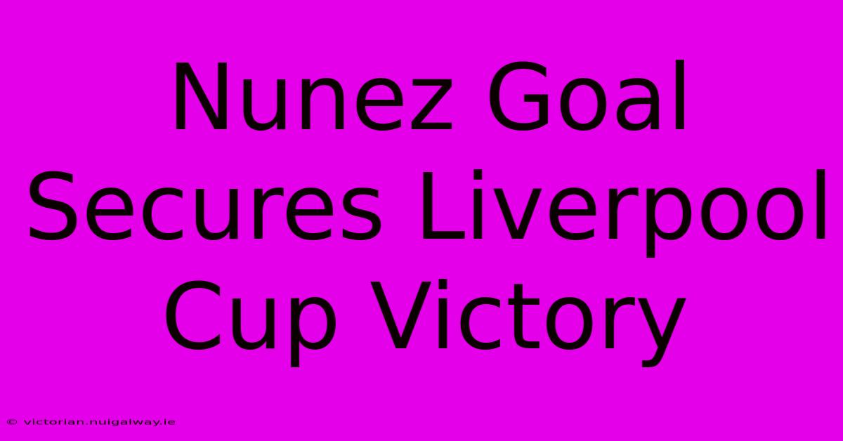 Nunez Goal Secures Liverpool Cup Victory