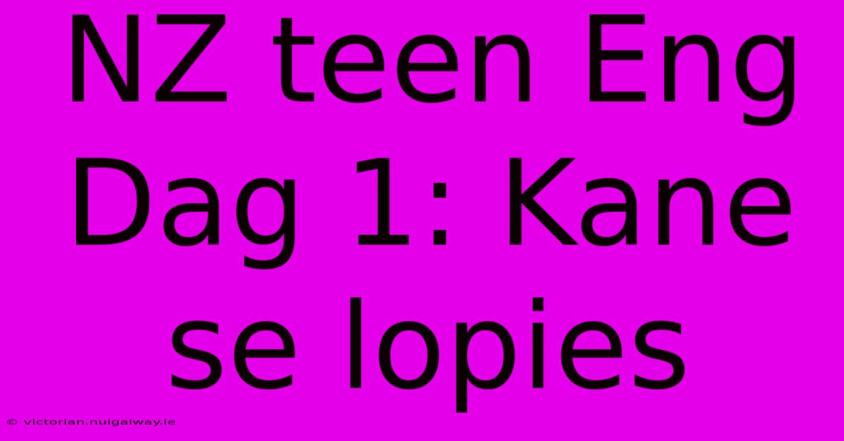 NZ Teen Eng Dag 1: Kane Se Lopies