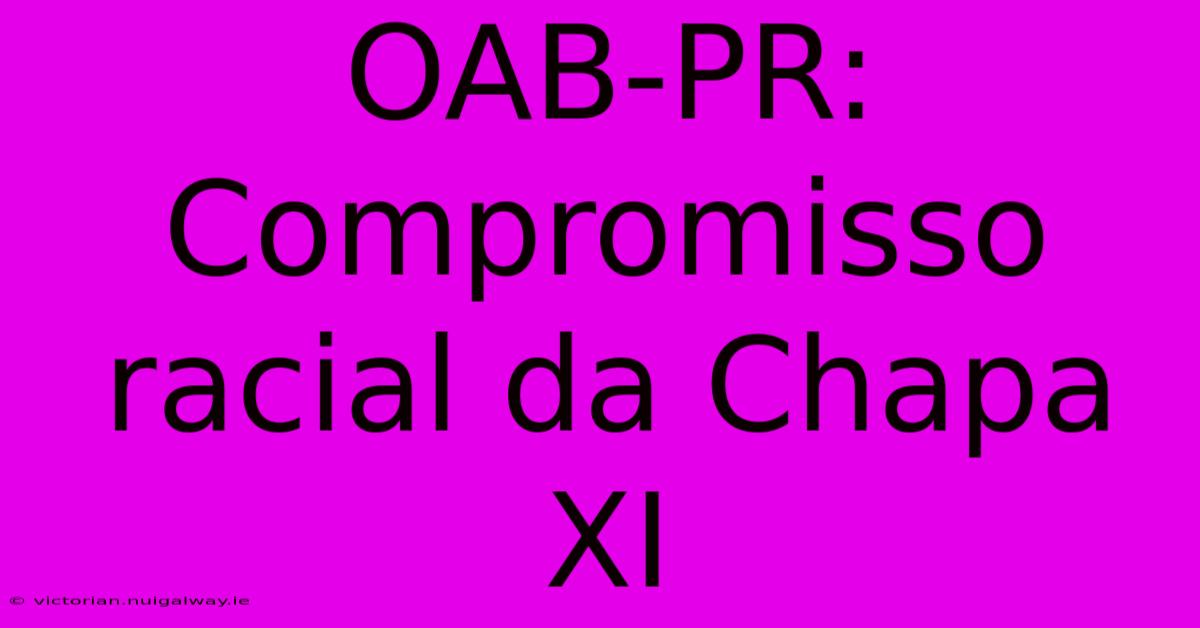 OAB-PR: Compromisso Racial Da Chapa XI