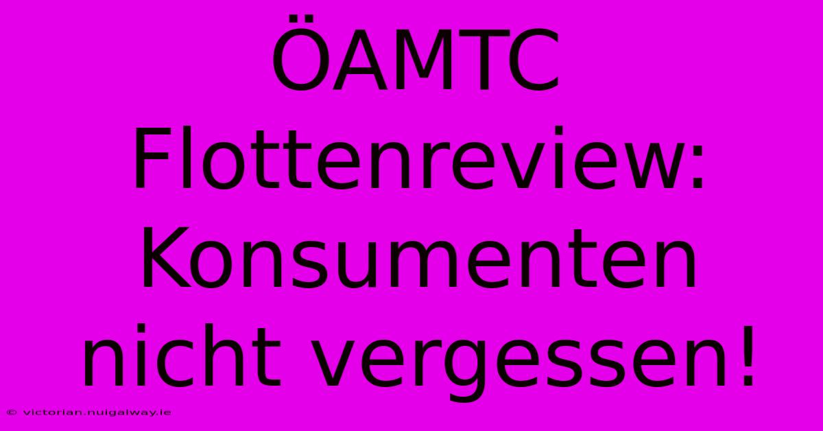 ÖAMTC Flottenreview: Konsumenten Nicht Vergessen!