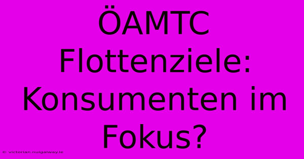 ÖAMTC Flottenziele: Konsumenten Im Fokus?