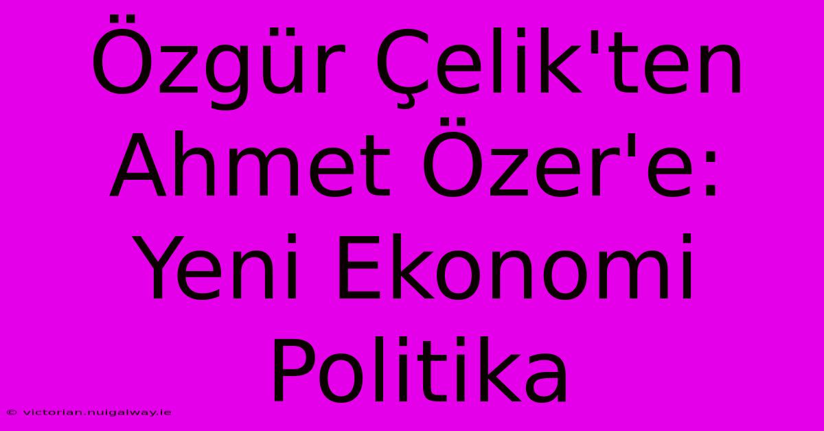 Özgür Çelik'ten Ahmet Özer'e: Yeni Ekonomi Politika