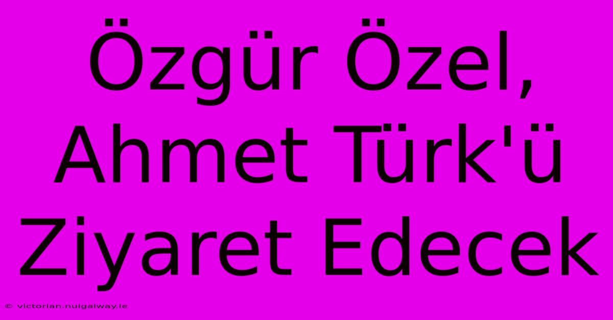 Özgür Özel, Ahmet Türk'ü Ziyaret Edecek