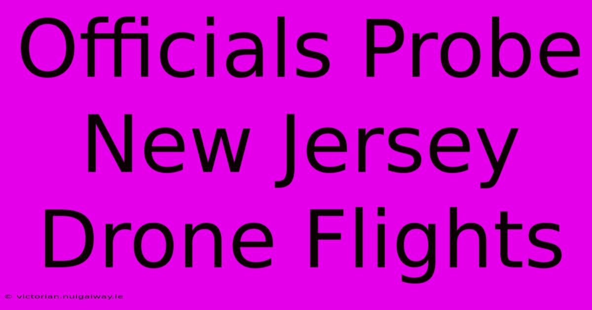 Officials Probe New Jersey Drone Flights