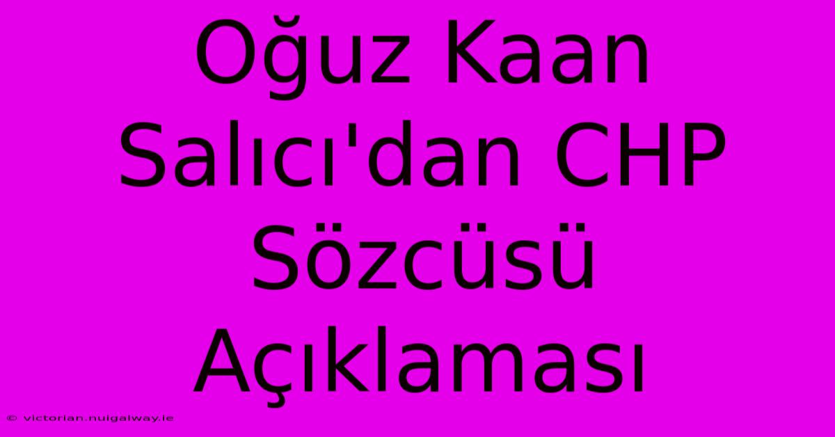 Oğuz Kaan Salıcı'dan CHP Sözcüsü Açıklaması