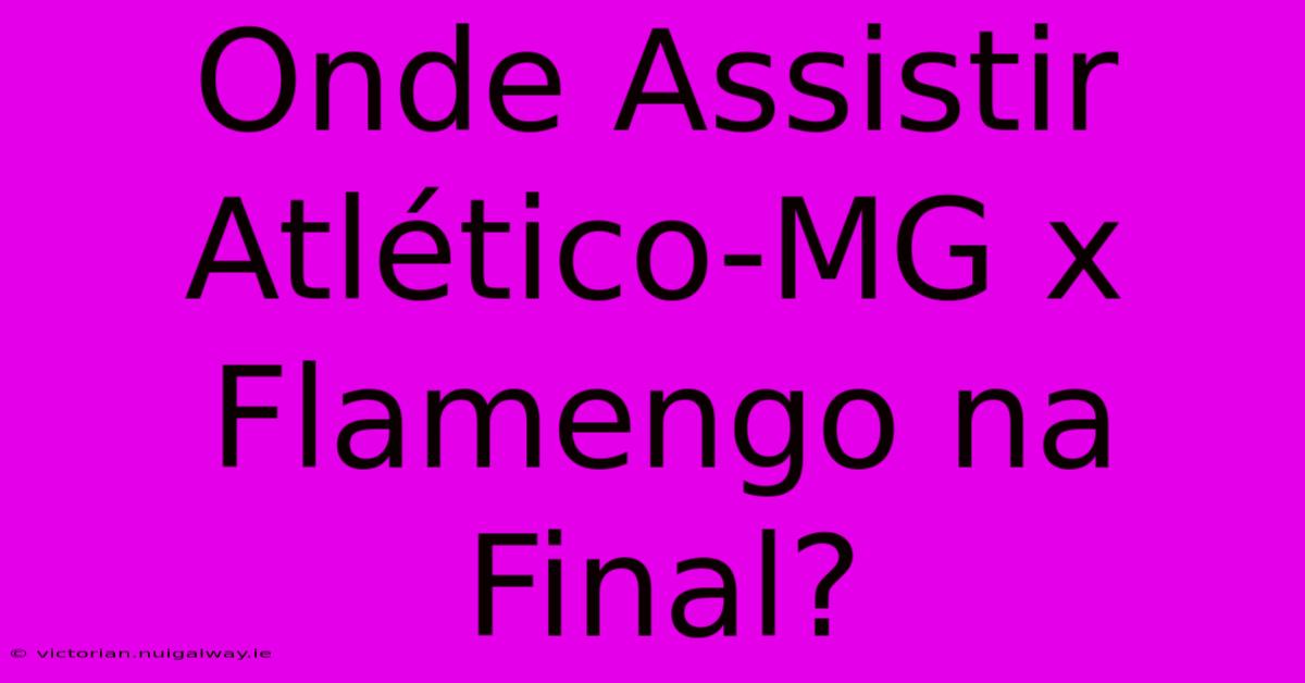 Onde Assistir Atlético-MG X Flamengo Na Final?