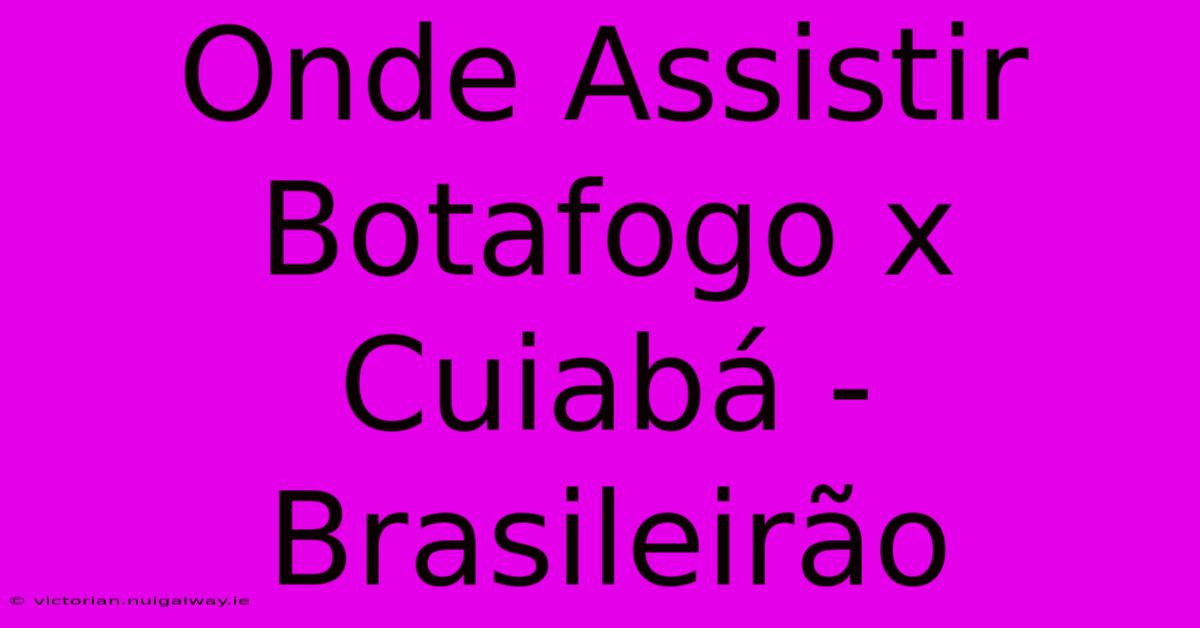 Onde Assistir Botafogo X Cuiabá - Brasileirão