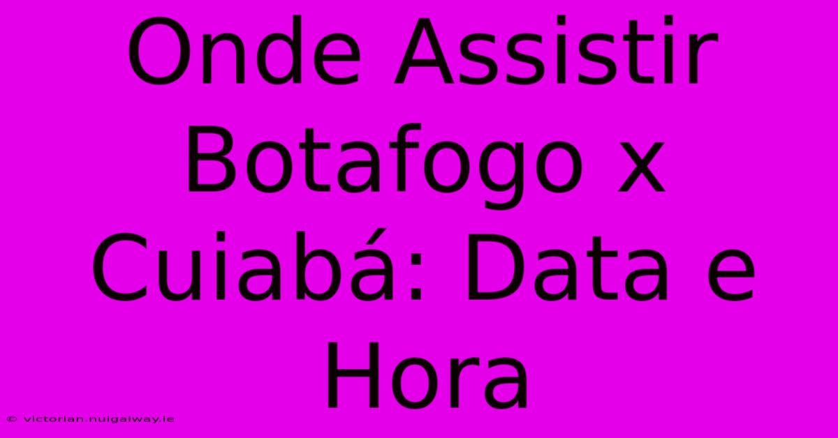 Onde Assistir Botafogo X Cuiabá: Data E Hora 