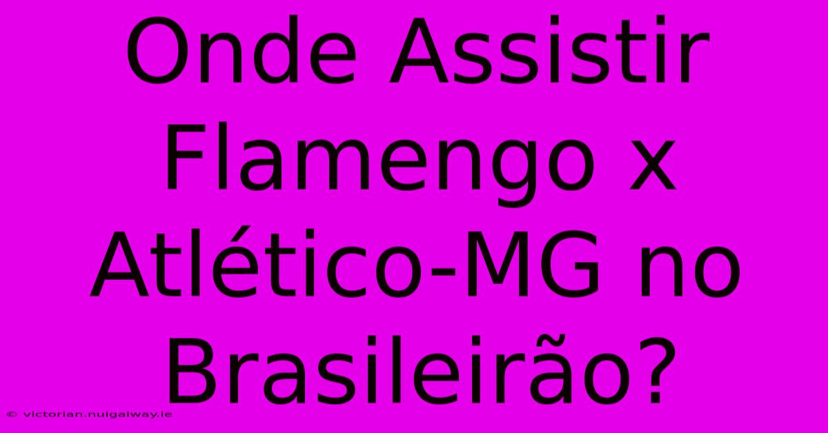 Onde Assistir Flamengo X Atlético-MG No Brasileirão?