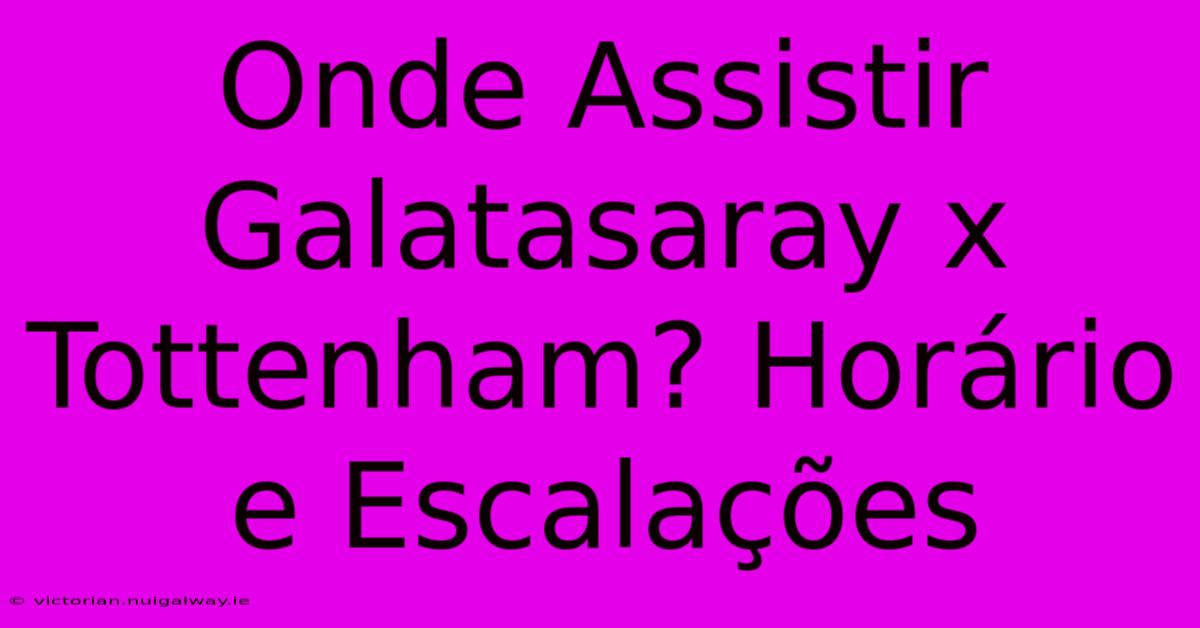 Onde Assistir Galatasaray X Tottenham? Horário E Escalações