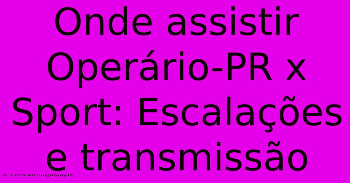 Onde Assistir Operário-PR X Sport: Escalações E Transmissão 