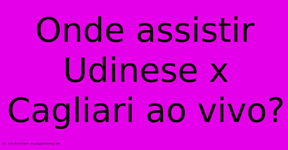 Onde Assistir Udinese X Cagliari Ao Vivo?