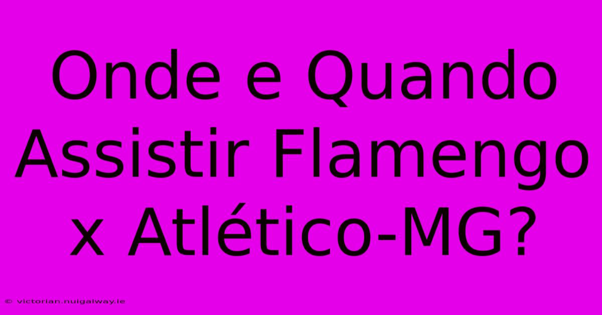 Onde E Quando Assistir Flamengo X Atlético-MG? 