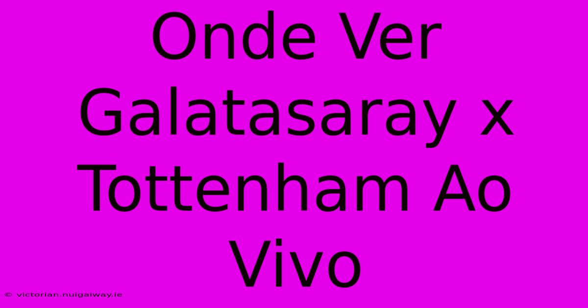 Onde Ver Galatasaray X Tottenham Ao Vivo