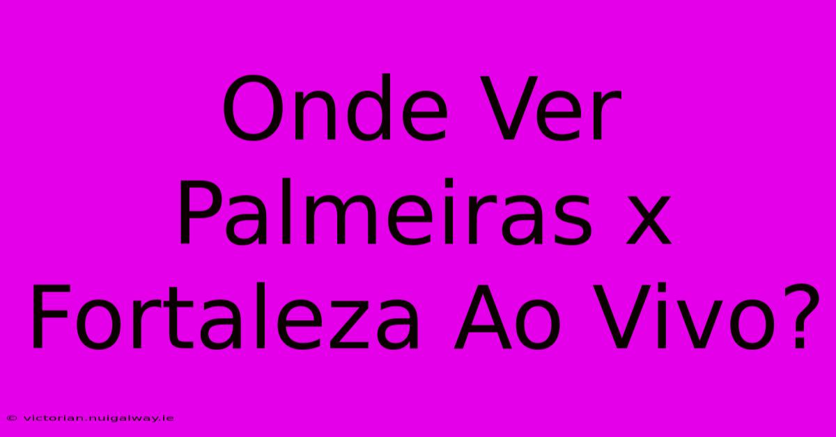 Onde Ver Palmeiras X Fortaleza Ao Vivo?