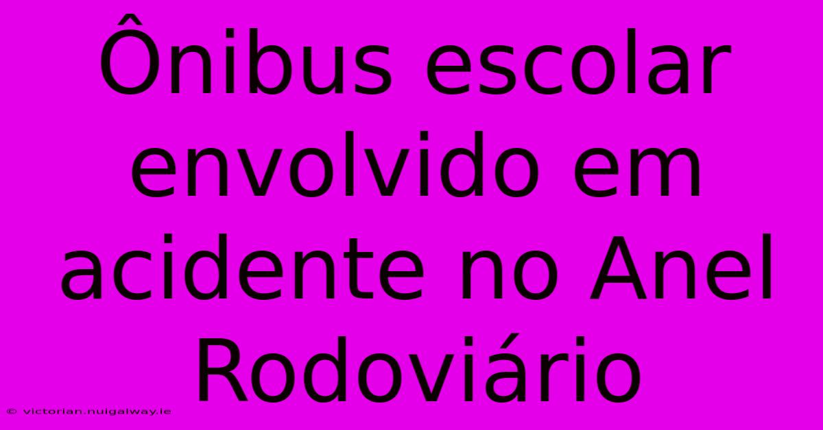 Ônibus Escolar Envolvido Em Acidente No Anel Rodoviário