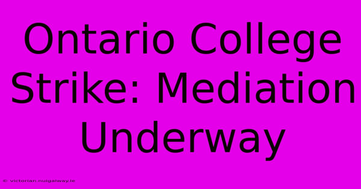 Ontario College Strike: Mediation Underway