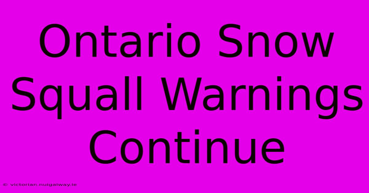 Ontario Snow Squall Warnings Continue