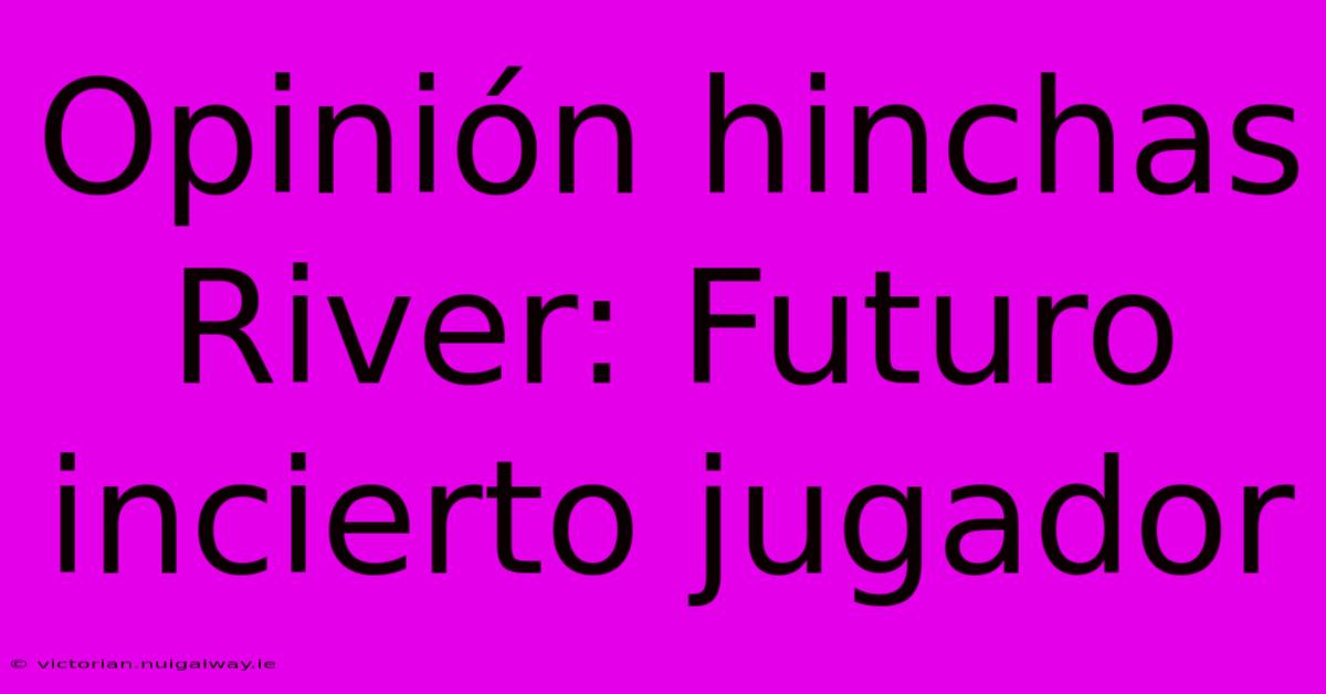 Opinión Hinchas River: Futuro Incierto Jugador