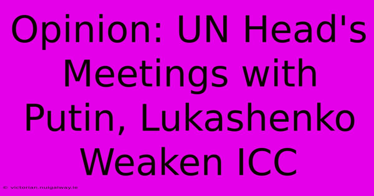 Opinion: UN Head's Meetings With Putin, Lukashenko Weaken ICC 