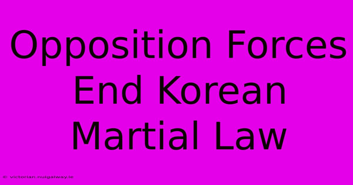 Opposition Forces End Korean Martial Law