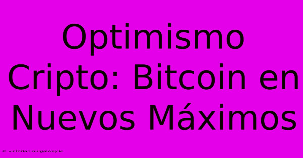 Optimismo Cripto: Bitcoin En Nuevos Máximos