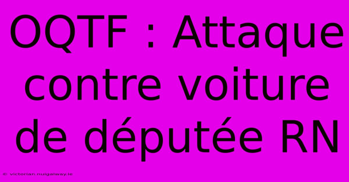 OQTF : Attaque Contre Voiture De Députée RN