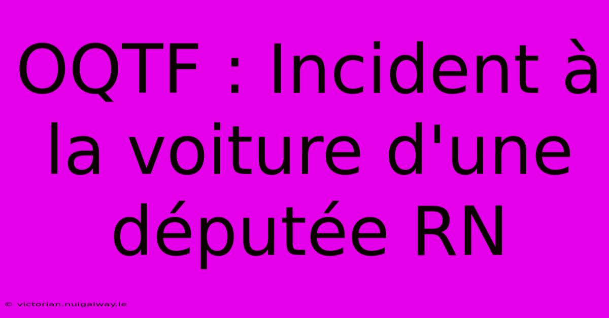 OQTF : Incident À La Voiture D'une Députée RN