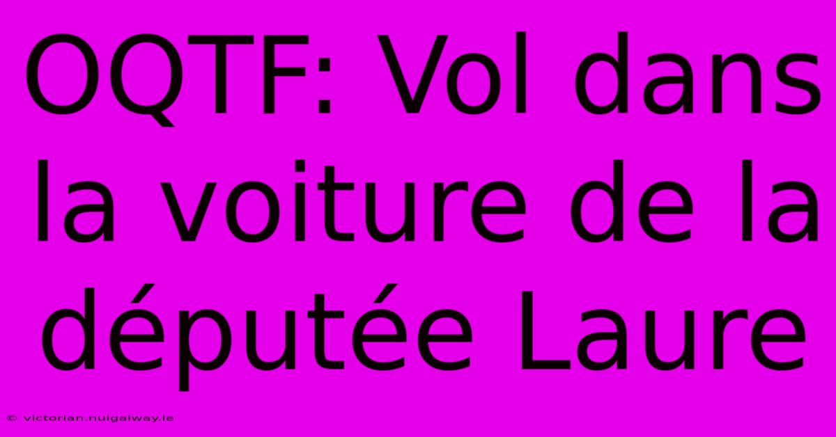 OQTF: Vol Dans La Voiture De La Députée Laure