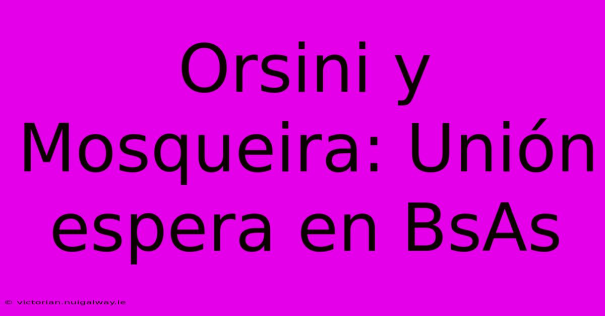 Orsini Y Mosqueira: Unión Espera En BsAs