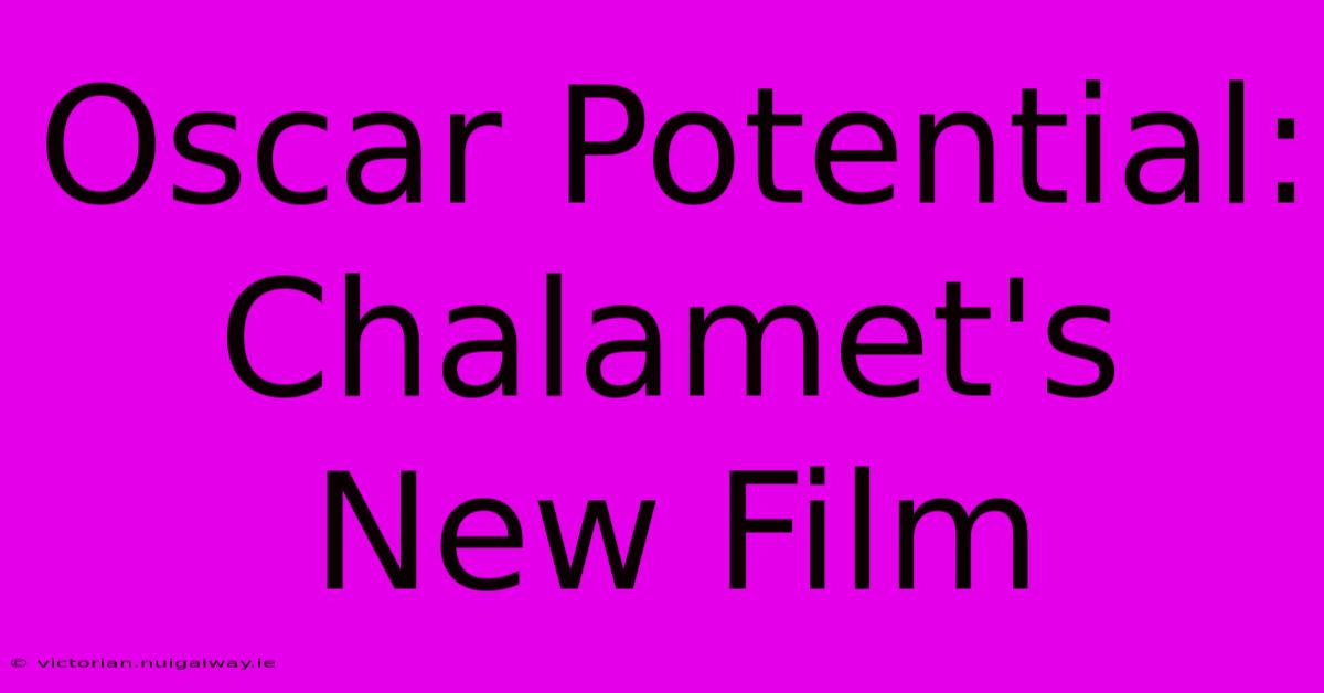 Oscar Potential: Chalamet's New Film