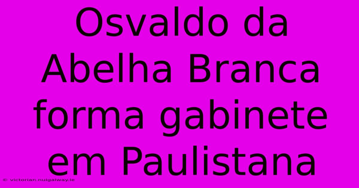 Osvaldo Da Abelha Branca Forma Gabinete Em Paulistana 